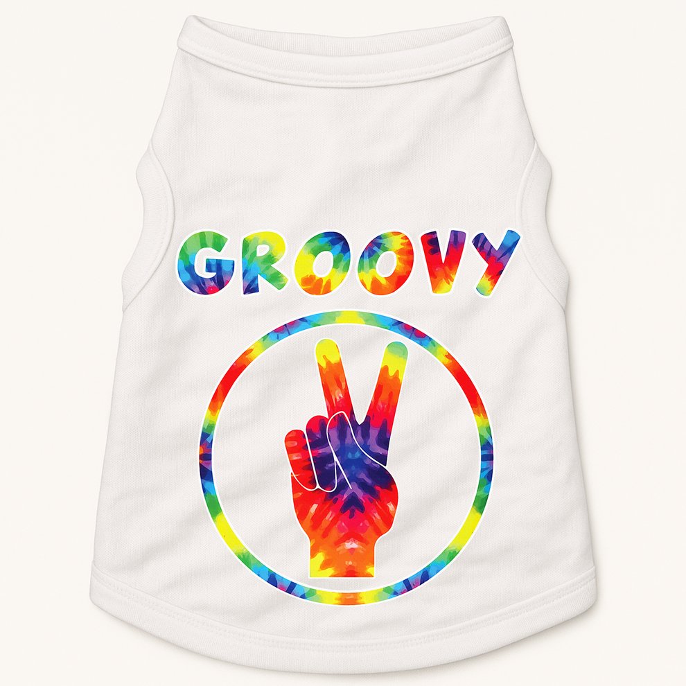Groovy 70's Tie Dye   Vintage  For Retro Party Doggie Tank