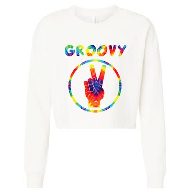 Groovy 70's Tie Dye   Vintage  For Retro Party Cropped Pullover Crew