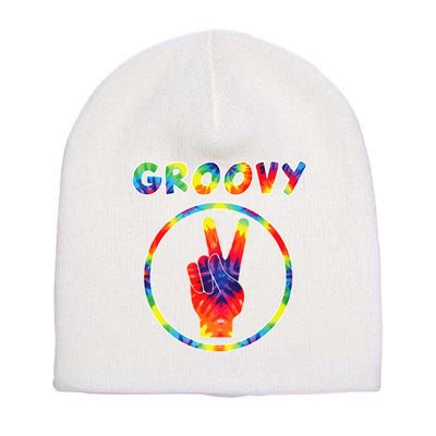 Groovy 70's Tie Dye   Vintage  For Retro Party Short Acrylic Beanie