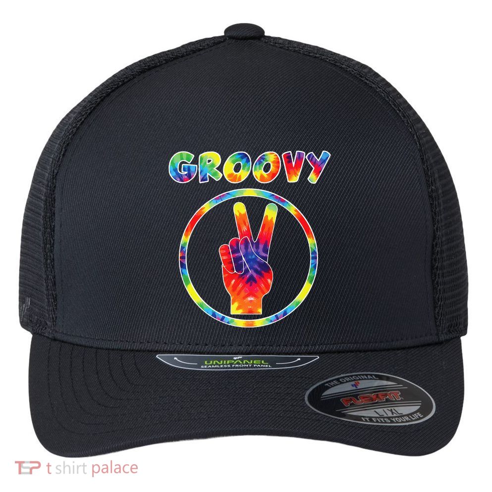 Groovy 70s Tie Dye Vintage For Retro Party Flexfit Unipanel Trucker Cap