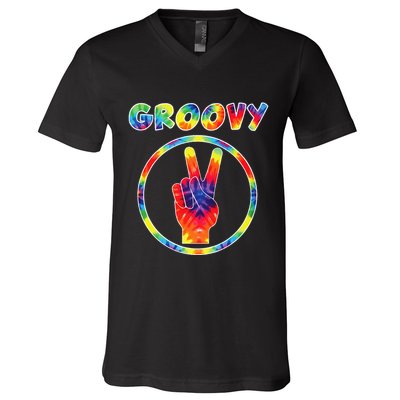 Groovy 70s Tie Dye Vintage For Retro Party V-Neck T-Shirt