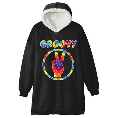 Groovy 70s Tie Dye Vintage For Retro Party Hooded Wearable Blanket