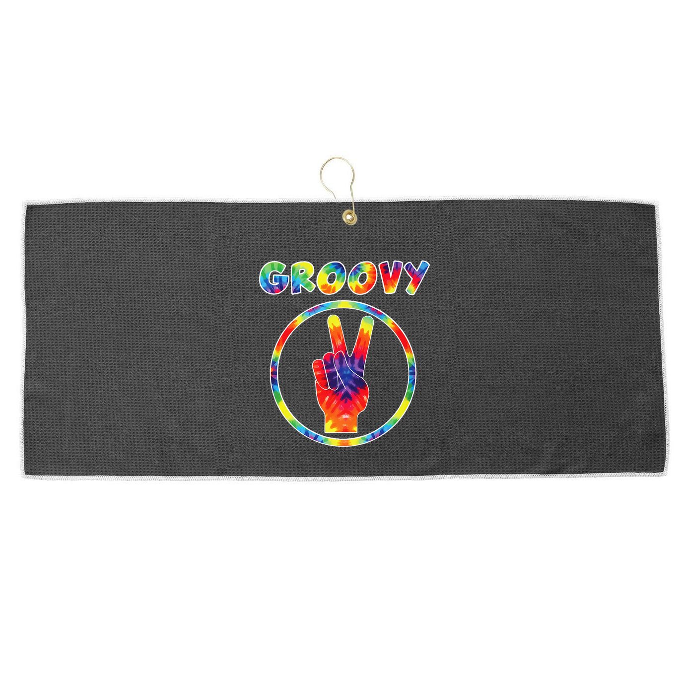 Groovy 70s Tie Dye Vintage For Retro Party Large Microfiber Waffle Golf Towel