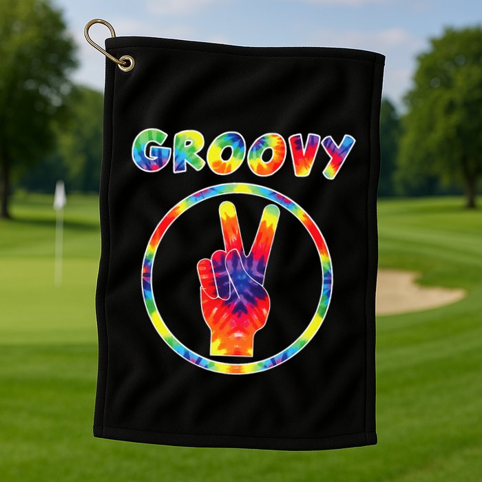 Groovy 70s Tie Dye Vintage For Retro Party Golf Towel