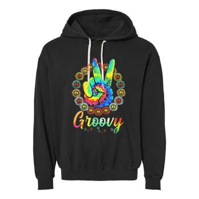 Groovy 70s Tie Dye Vintage 70s Retro 70s Hippie Costume Garment-Dyed Fleece Hoodie