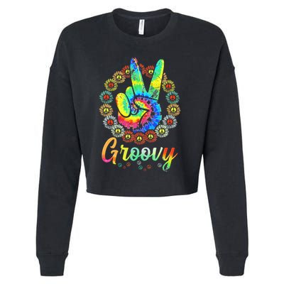 Groovy 70s Tie Dye Vintage 70s Retro 70s Hippie Costume Cropped Pullover Crew