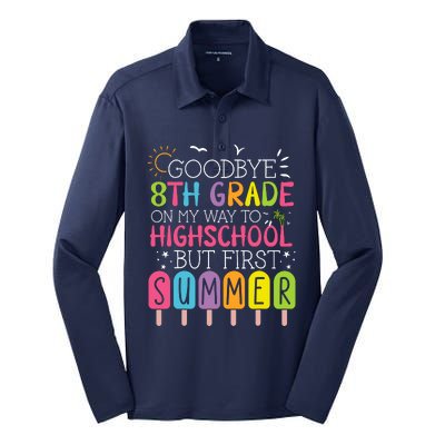 Goodbye 8th Grade Graduation To Highschool But First Summer Silk Touch Performance Long Sleeve Polo