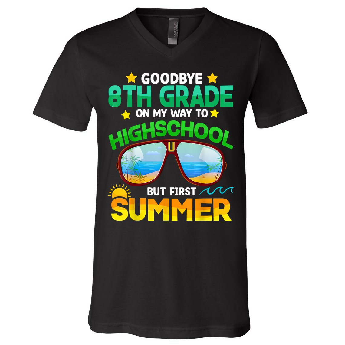 Goodbye 8th Grade Graduation To Highschool Hello Summer Him V-Neck T-Shirt