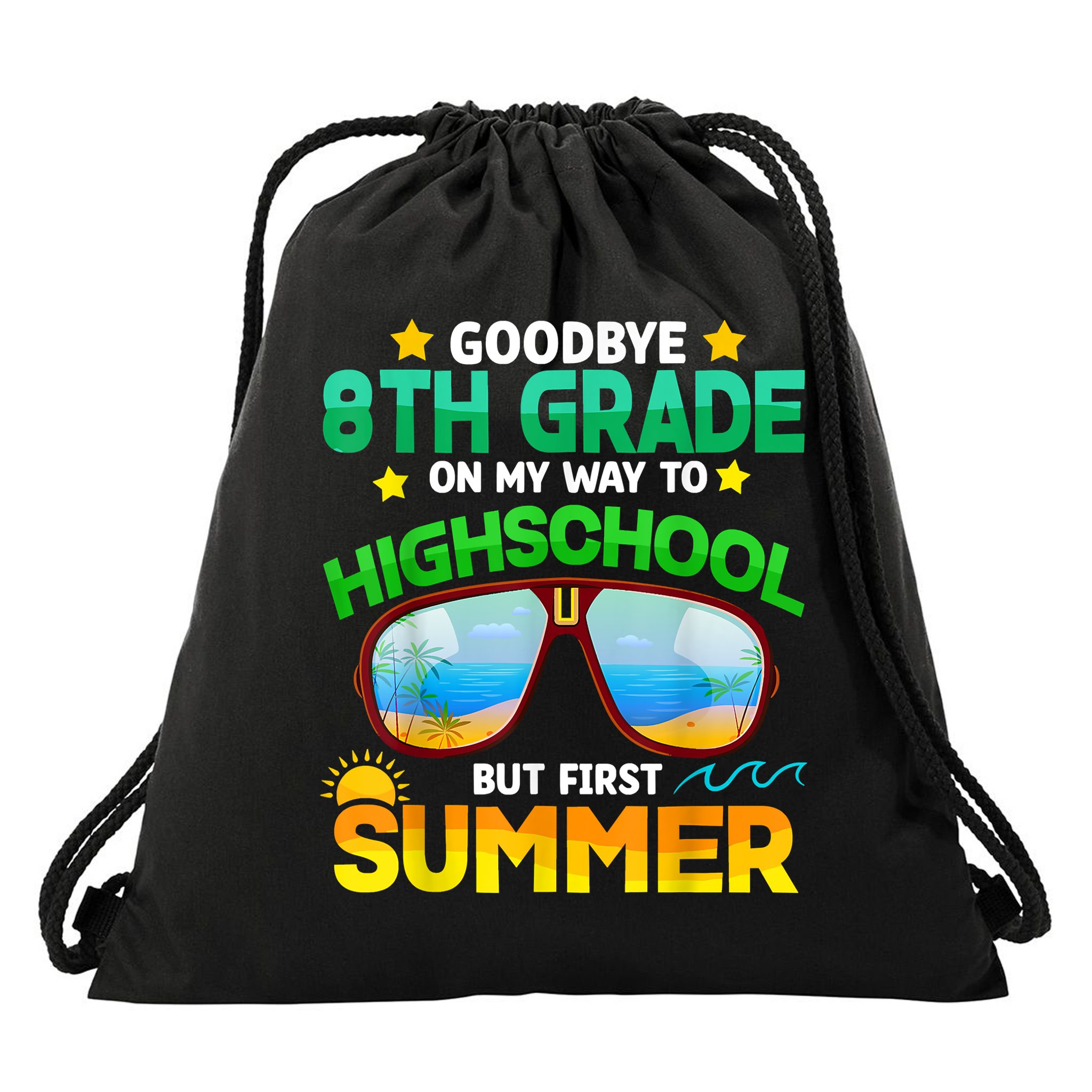 Goodbye 8th Grade Graduation To Highschool Hello Summer Him Drawstring Bag