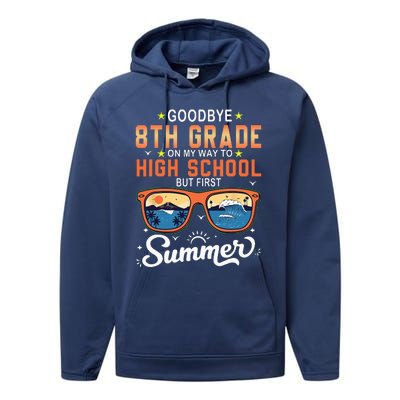 Goodbye 8th Grade Graduation To 9th Grade Hello Summer Performance Fleece Hoodie