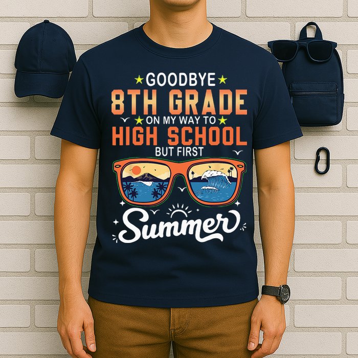 Goodbye 8th Grade Graduation To 9th Grade Hello Summer T-Shirt