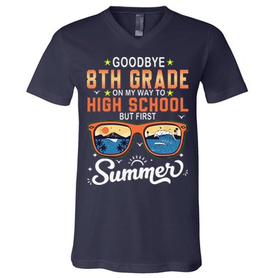 Goodbye 8th Grade Graduation To 9th Grade Hello Summer V-Neck T-Shirt