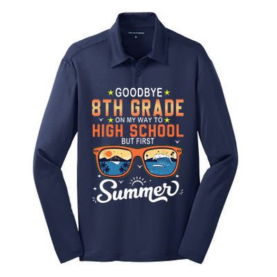 Goodbye 8th Grade Graduation To 9th Grade Hello Summer Silk Touch Performance Long Sleeve Polo