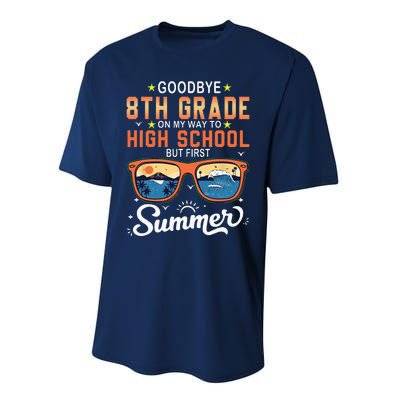 Goodbye 8th Grade Graduation To 9th Grade Hello Summer Performance Sprint T-Shirt