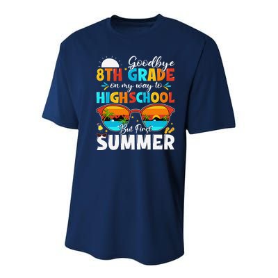 Goodbye 8th Grade Graduation To Highschool Hello Summer Youth Performance Sprint T-Shirt