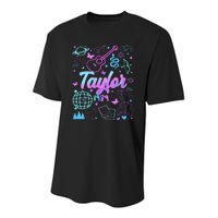 Groovy 80S Taylor First Name Personalized Birthday Girl Youth Performance Sprint T-Shirt