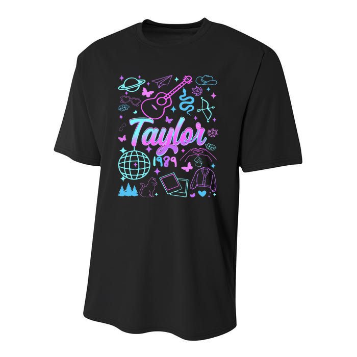 Groovy 80S Taylor First Name Personalized Birthday Girl Youth Performance Sprint T-Shirt