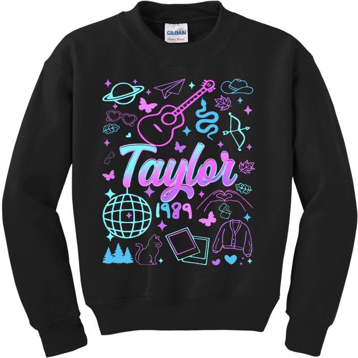 Groovy 80S Taylor First Name Personalized Birthday Girl Kids Sweatshirt