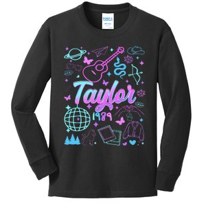 Groovy 80S Taylor First Name Personalized Birthday Girl Kids Long Sleeve Shirt