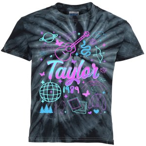 Groovy 80S Taylor First Name Personalized Birthday Girl Kids Tie-Dye T-Shirt