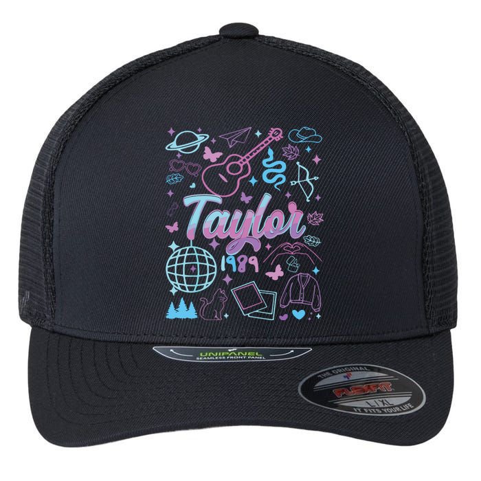 Groovy 80S Taylor First Name Personalized Birthday Girl Flexfit Unipanel Trucker Cap