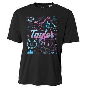 Groovy 80S Taylor First Name Personalized Birthday Girl Cooling Performance Crew T-Shirt