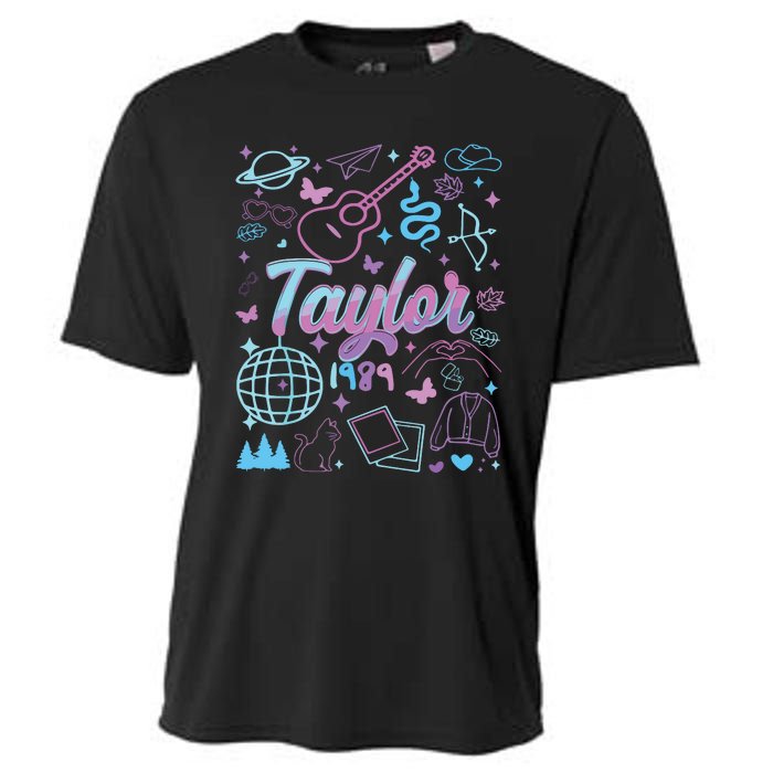 Groovy 80S Taylor First Name Personalized Birthday Girl Cooling Performance Crew T-Shirt