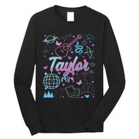 Groovy 80S Taylor First Name Personalized Birthday Girl Long Sleeve Shirt