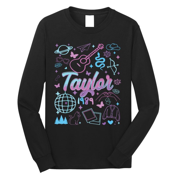 Groovy 80S Taylor First Name Personalized Birthday Girl Long Sleeve Shirt