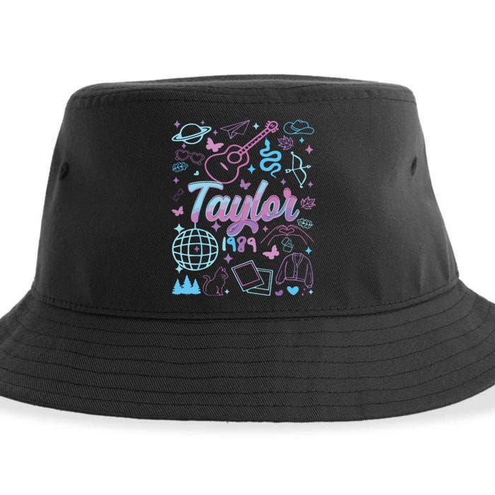 Groovy 80S Taylor First Name Personalized Birthday Girl Sustainable Bucket Hat