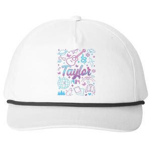 Groovy 80S Taylor First Name Personalized Birthday Girl Snapback Five-Panel Rope Hat