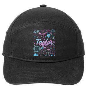 Groovy 80S Taylor First Name Personalized Birthday Girl 7-Panel Snapback Hat