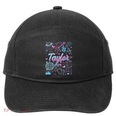 Groovy 80S Taylor First Name Personalized Birthday Girl 7-Panel Snapback Hat