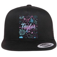 Groovy 80S Taylor First Name Personalized Birthday Girl Flat Bill Trucker Hat