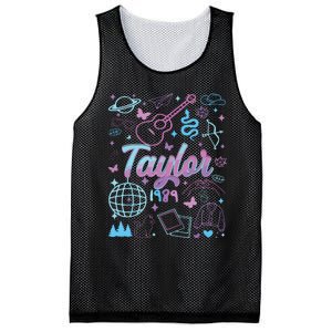 Groovy 80S Taylor First Name Personalized Birthday Girl Mesh Reversible Basketball Jersey Tank