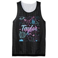 Groovy 80S Taylor First Name Personalized Birthday Girl Mesh Reversible Basketball Jersey Tank