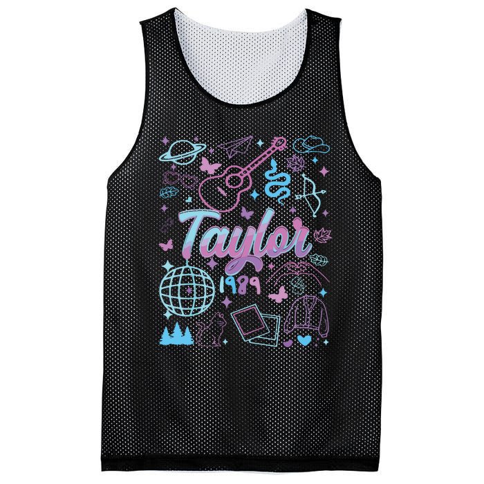 Groovy 80S Taylor First Name Personalized Birthday Girl Mesh Reversible Basketball Jersey Tank