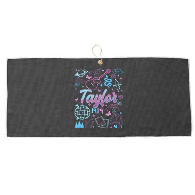 Groovy 80S Taylor First Name Personalized Birthday Girl Large Microfiber Waffle Golf Towel