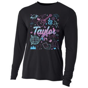 Groovy 80S Taylor First Name Personalized Birthday Girl Cooling Performance Long Sleeve Crew