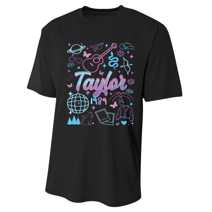 Groovy 80S Taylor First Name Personalized Birthday Girl Performance Sprint T-Shirt