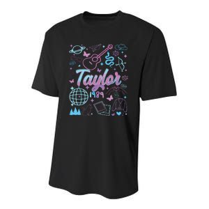 Groovy 80S Taylor First Name Personalized Birthday Girl Youth Performance Sprint T-Shirt