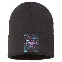 Groovy 80S Taylor First Name Personalized Birthday Girl Sustainable Knit Beanie