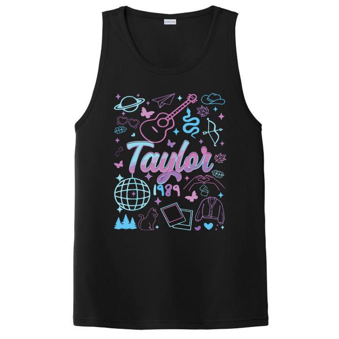 Groovy 80S Taylor First Name Personalized Birthday Girl PosiCharge Competitor Tank