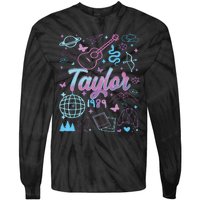 Groovy 80S Taylor First Name Personalized Birthday Girl Tie-Dye Long Sleeve Shirt