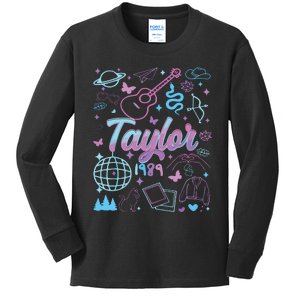 Groovy 80S Taylor First Name Personalized Birthday Girl Kids Long Sleeve Shirt