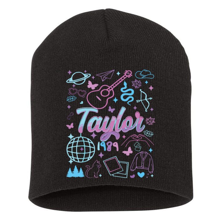 Groovy 80S Taylor First Name Personalized Birthday Girl Short Acrylic Beanie