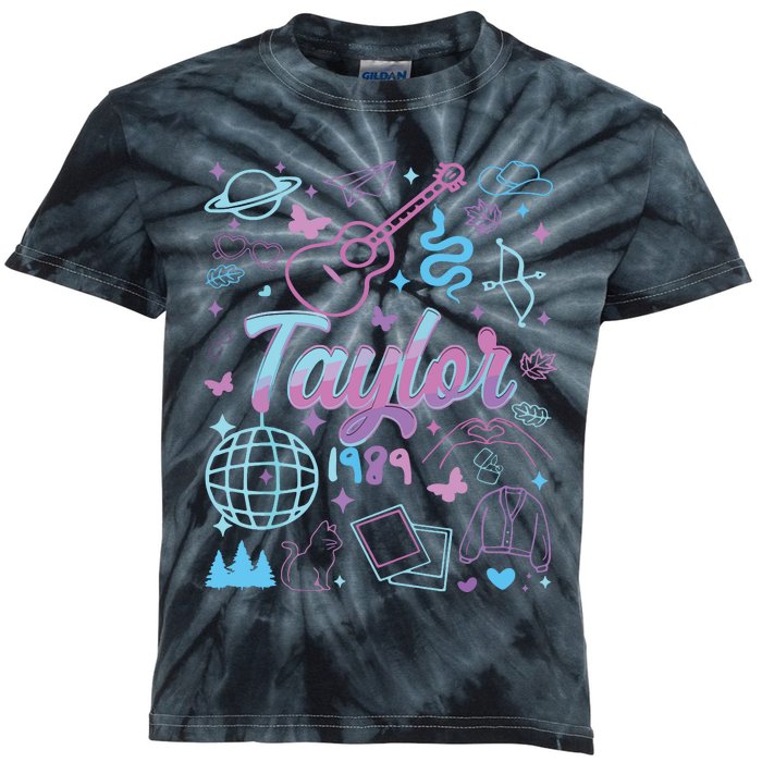 Groovy 80S Taylor First Name Personalized Birthday Girl Kids Tie-Dye T-Shirt