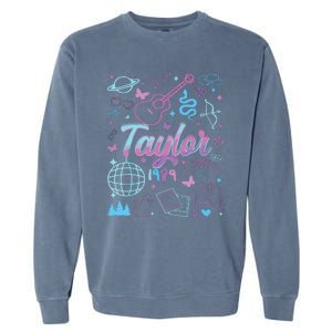 Groovy 80S Taylor First Name Personalized Birthday Girl Garment-Dyed Sweatshirt