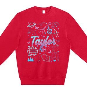 Groovy 80S Taylor First Name Personalized Birthday Girl Premium Crewneck Sweatshirt