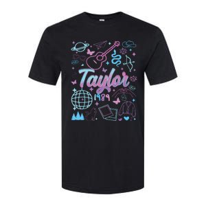 Groovy 80S Taylor First Name Personalized Birthday Girl Softstyle CVC T-Shirt